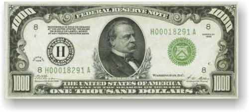 $1000 US Currency